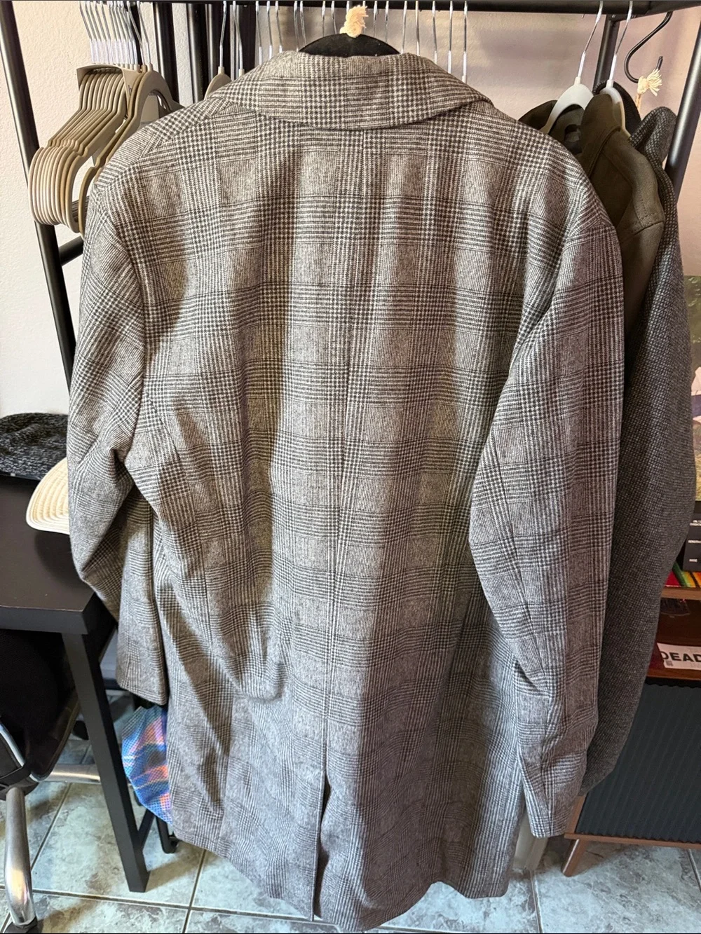 Banana Republic Gray Plaid Pea Coat